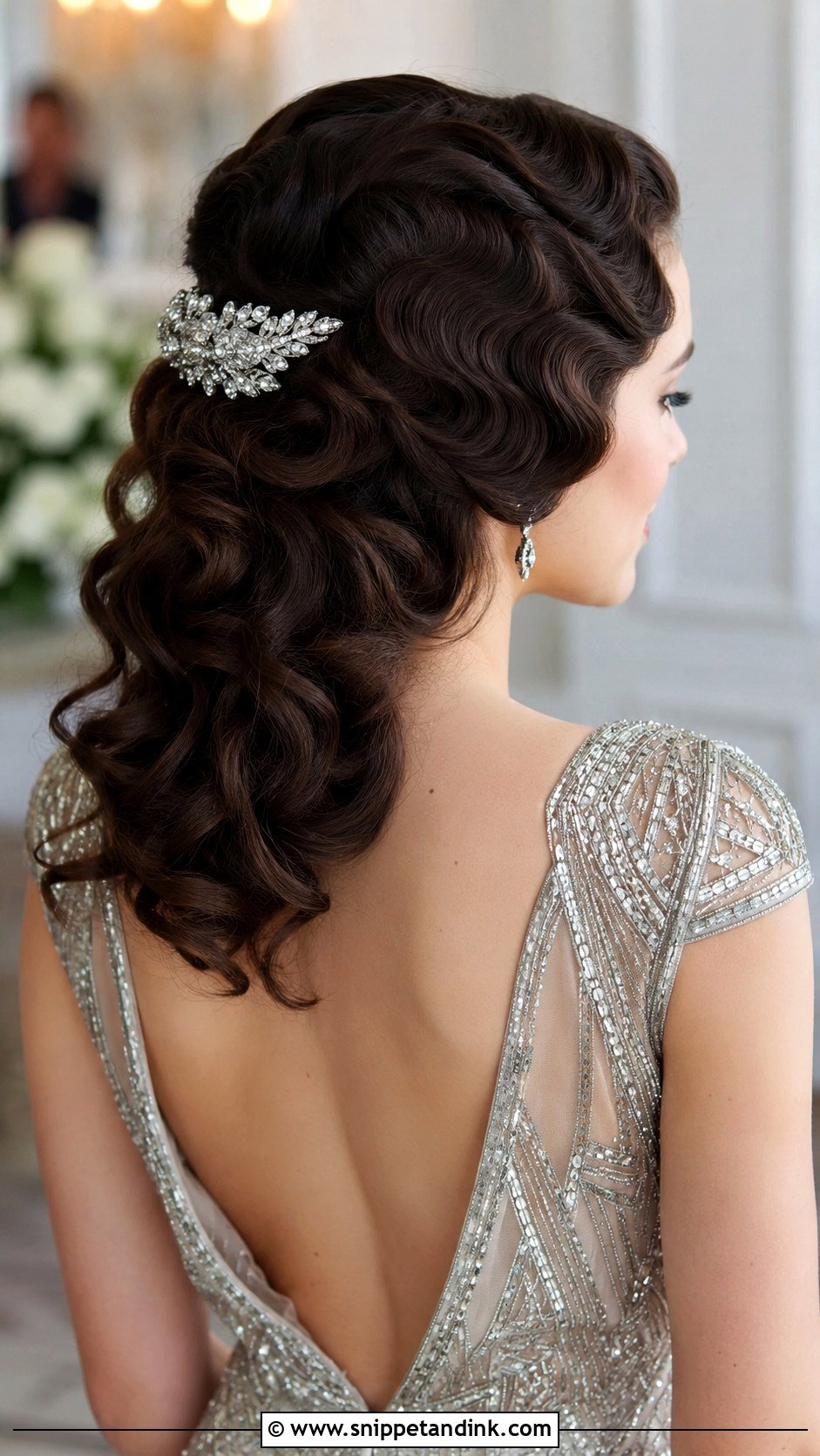 Half Up With Vintage Finger Waves - Snippet and Ink - 30 Half-Up Wedding Hair Ideas
