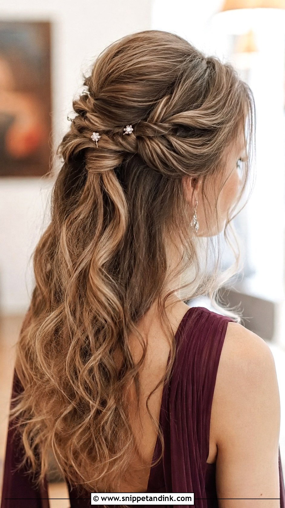 Half Up With Volume And Pinned Twists - Snippet and Ink - 25 Half-Up Mother of the Bride Hair Ideas