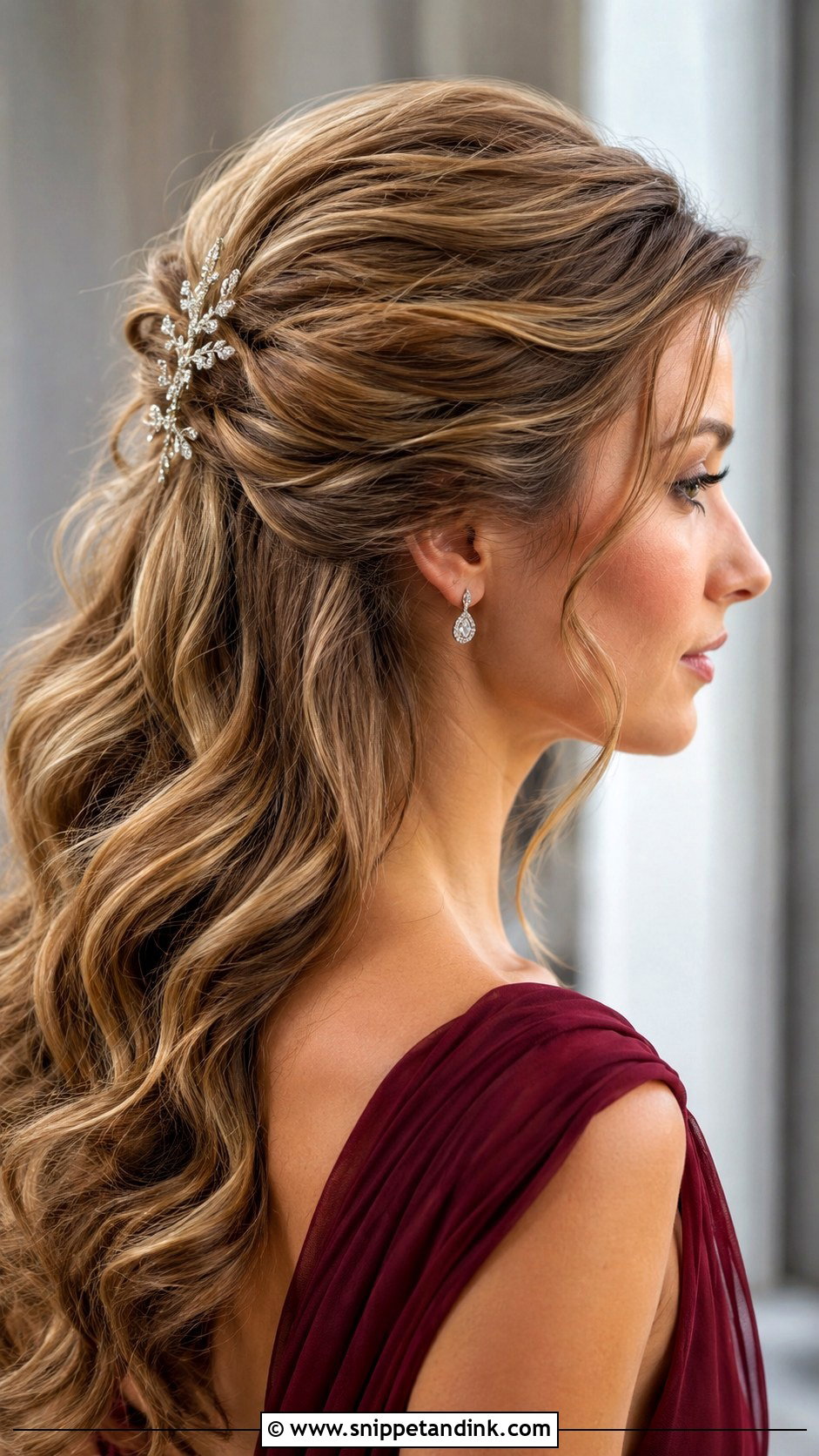 Half Up With Volume And Swept Sides - Snippet and Ink - 25 Half-Up Mother of the Bride Hair Ideas