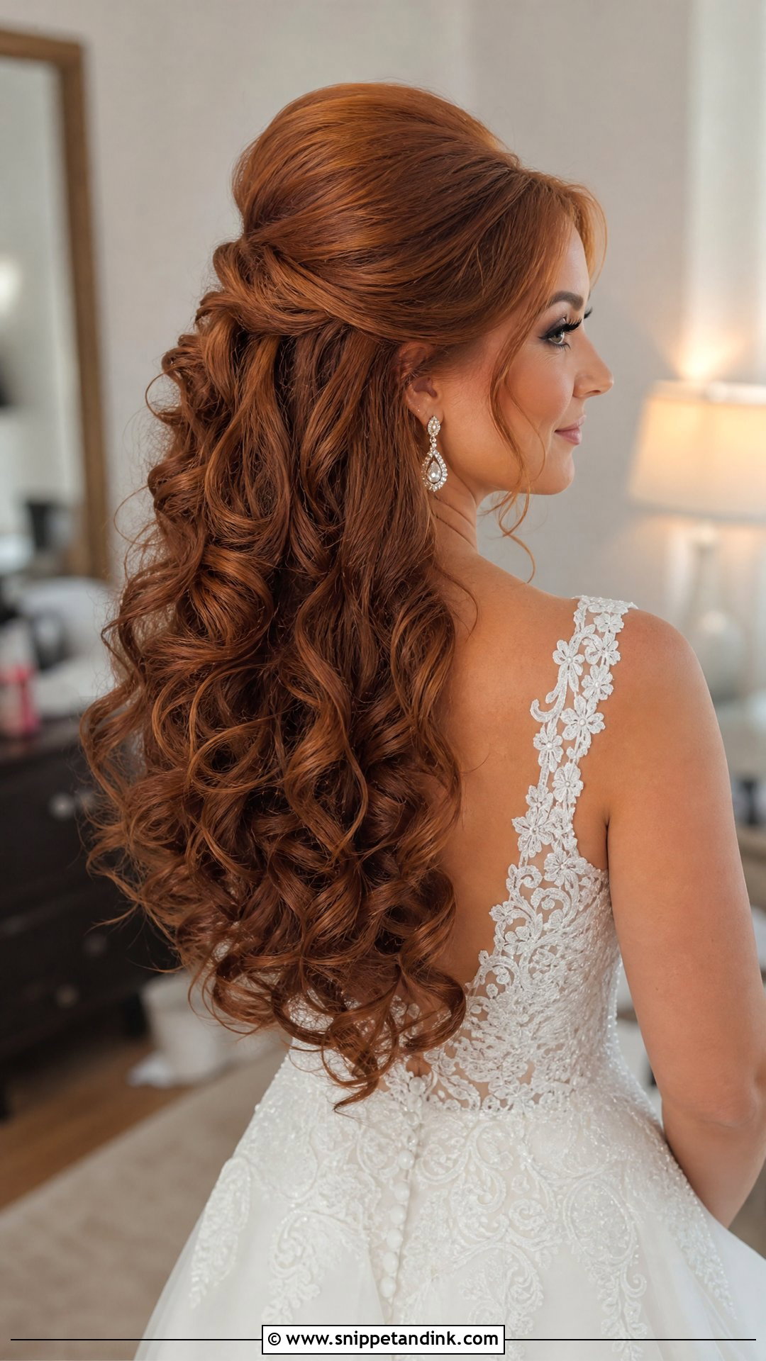 Half Up With Voluminous Curls - Snippet and Ink - 20 Long Half-Up Half-Down Wedding Hairstyles