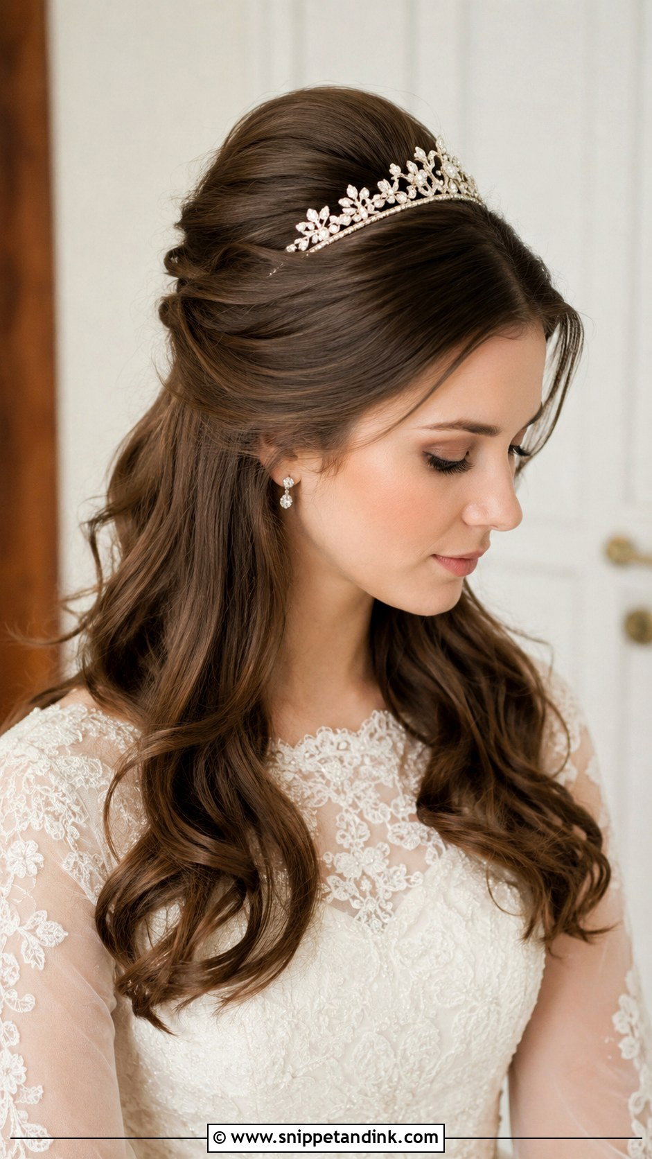 Half Up With a Bouffant Crown - Snippet and Ink - 20 Medium Length Half-Up Wedding Hair Ideas