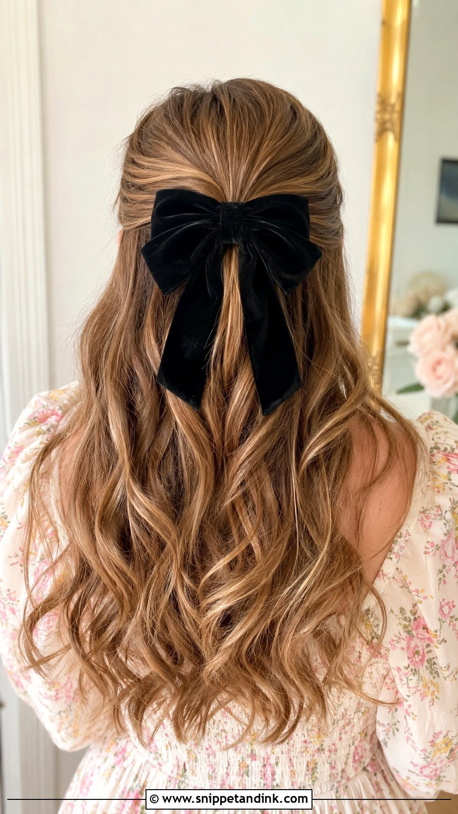 Half Up With a Bow - Snippet and Ink - 20 Hairstyle for a Wedding Guest Ideas