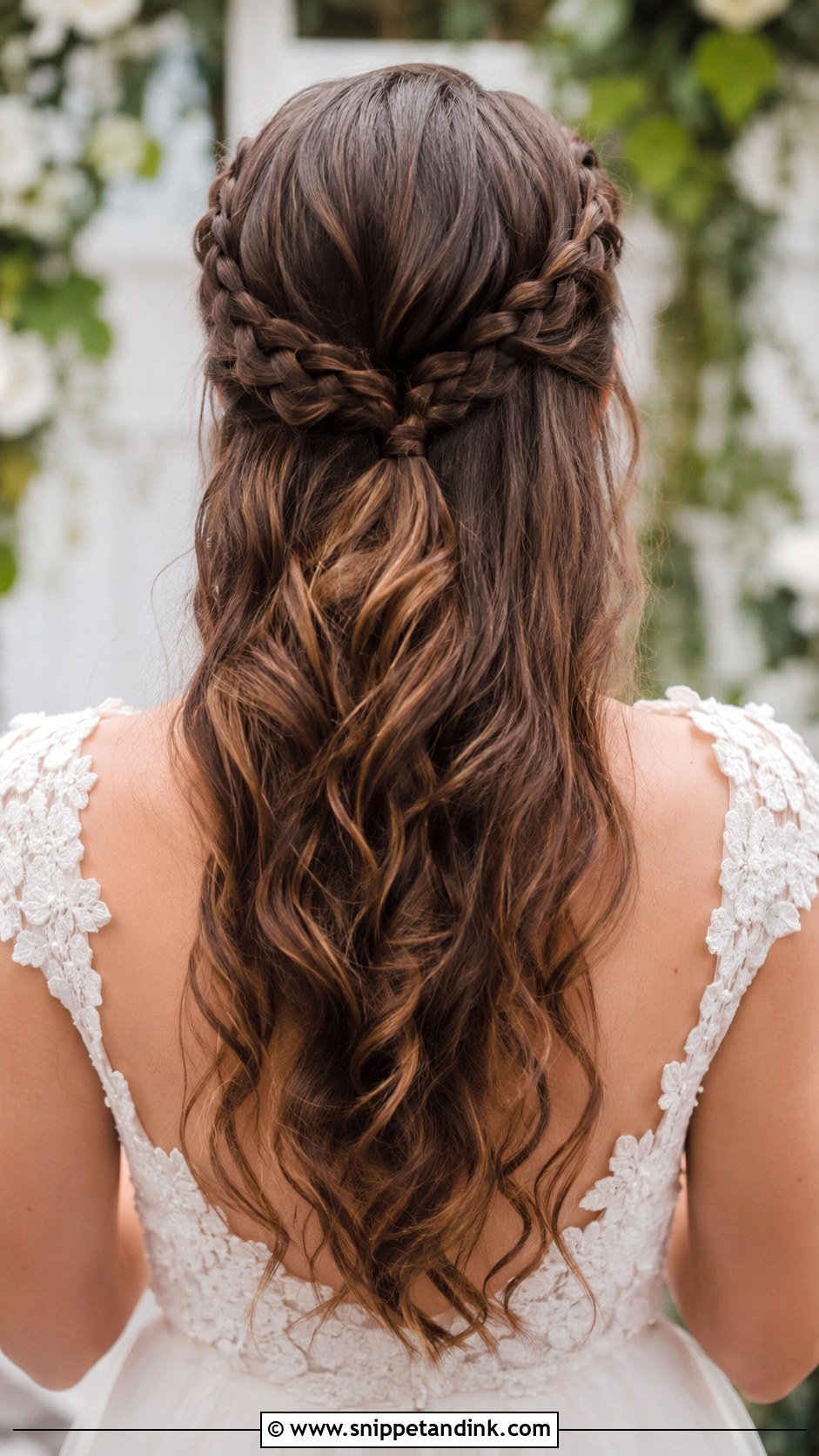 Half Up With a Double Braid Detail - Snippet and Ink - 20 Long Brunette Half-Up Half-Down Wedding Hair Ideas