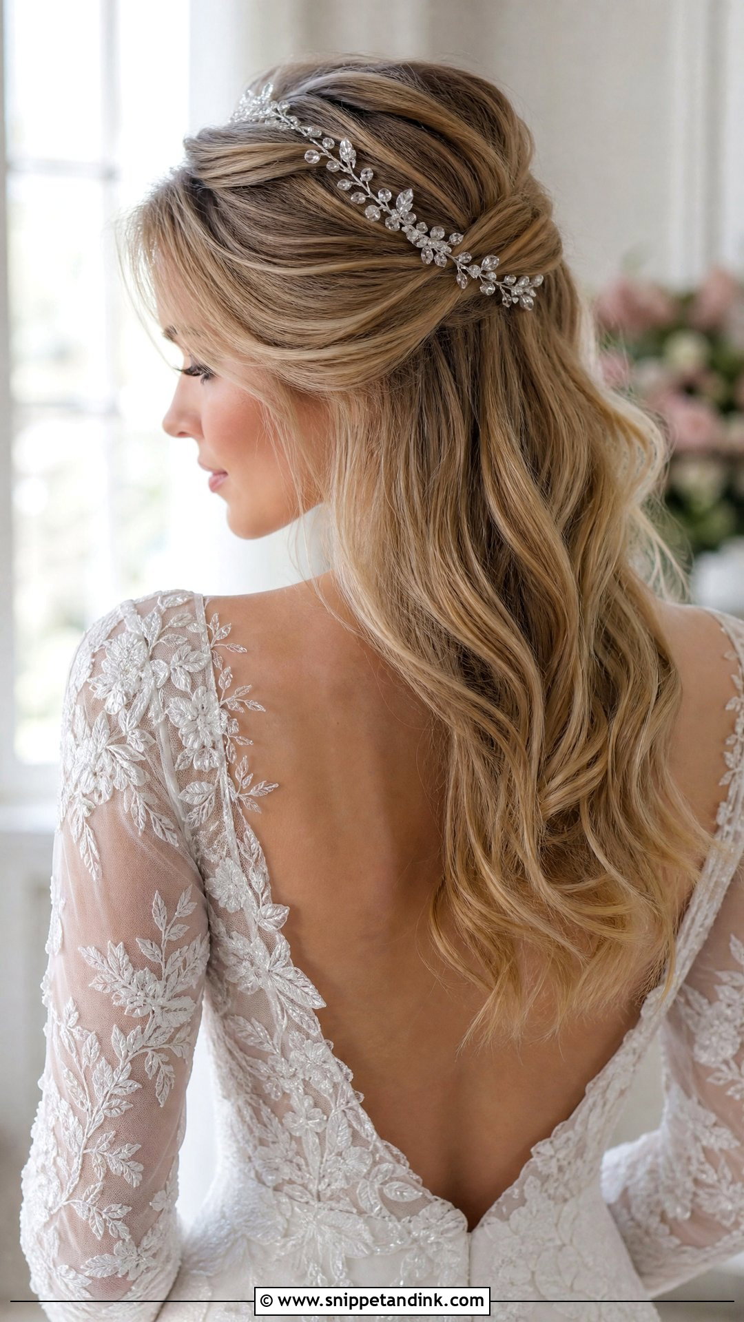 Half Up With a Hair Vine - Snippet and Ink - 20 Relaxed Wedding Hair Ideas