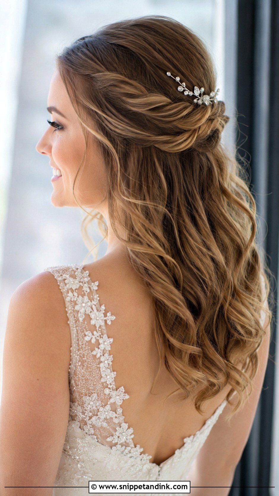 Half Up With a Twisted Crown - Snippet and Ink - 20 Wedding Hairstyle Down Ideas