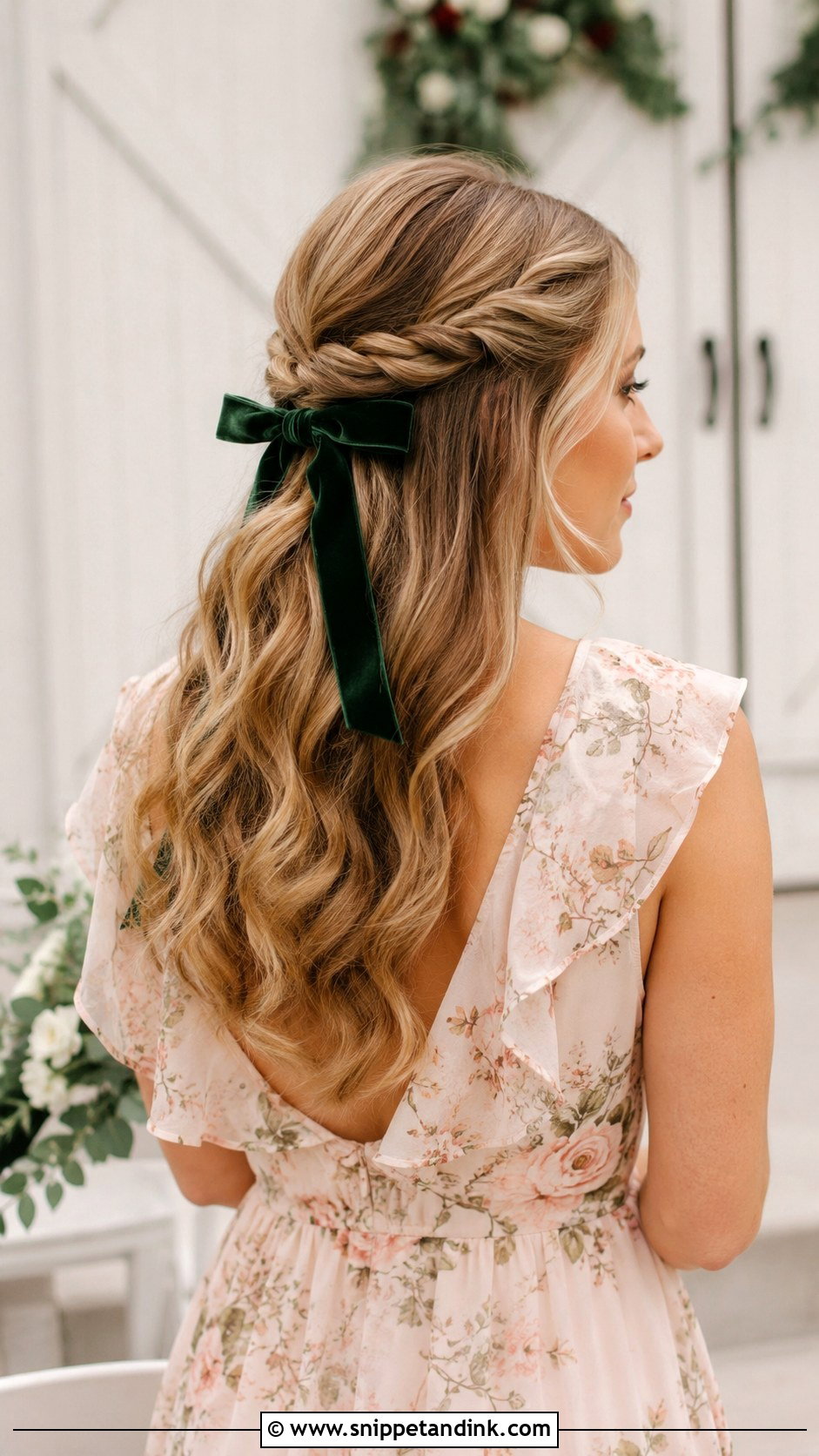 Half Up with Bow - Snippet and Ink - 35 Wedding Guest Hair Ideas