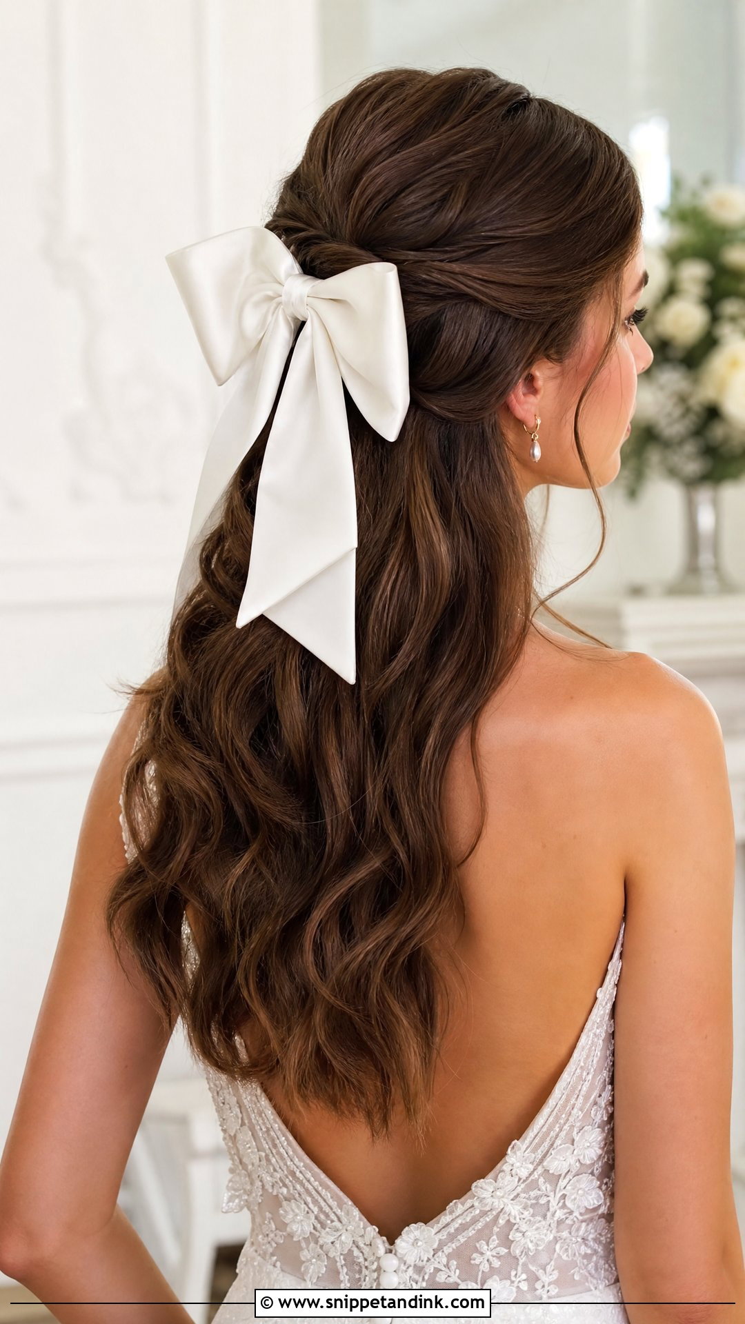 Half Up with Bow for Brides - Snippet and Ink - 20 Half-Up Wedding Hairstyles for Long Hair the Bride