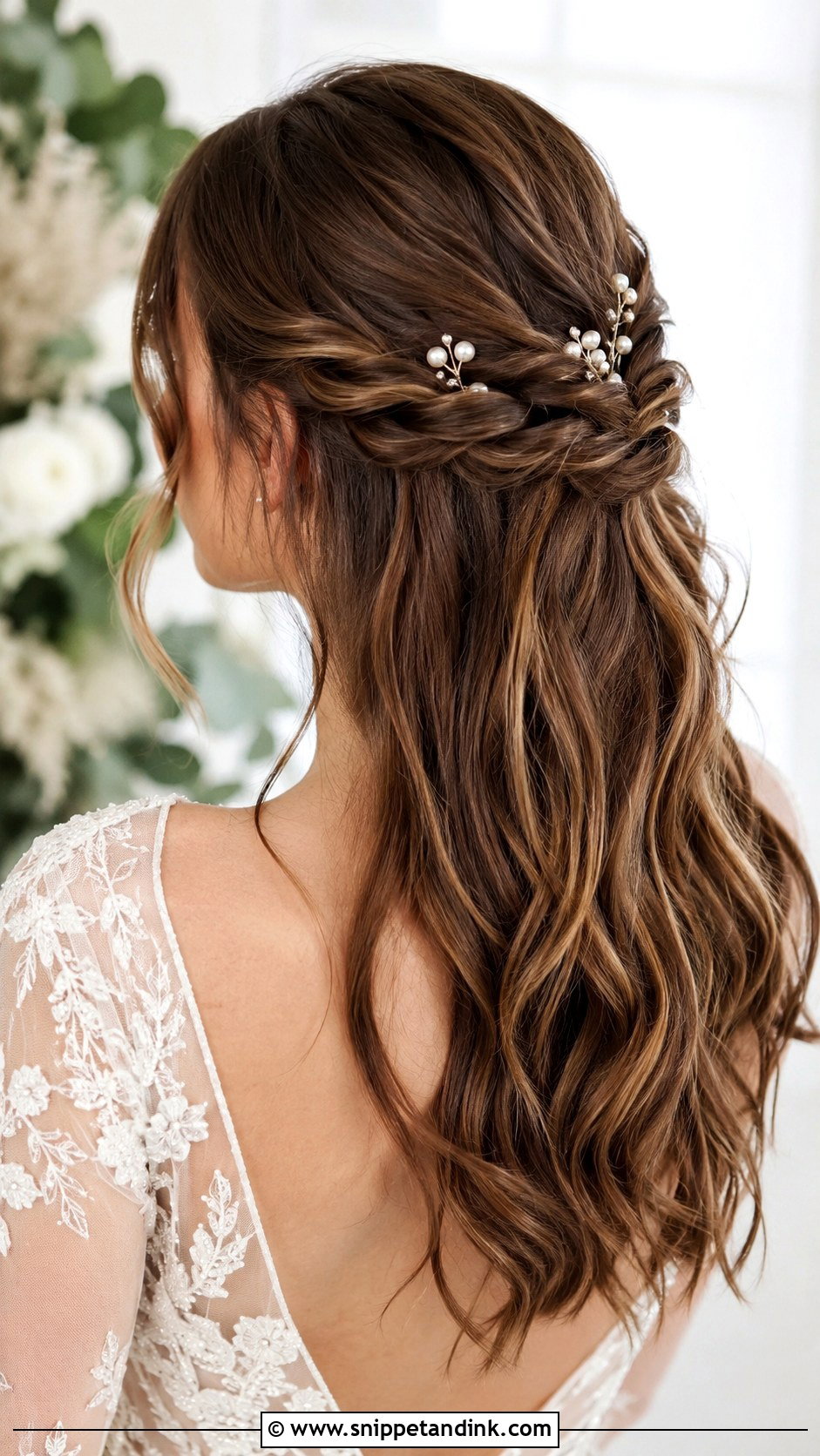 Half Up with Twisted Rope Braid - Snippet and Ink - 25 Medium Length Half-Up Bridal Hair Ideas
