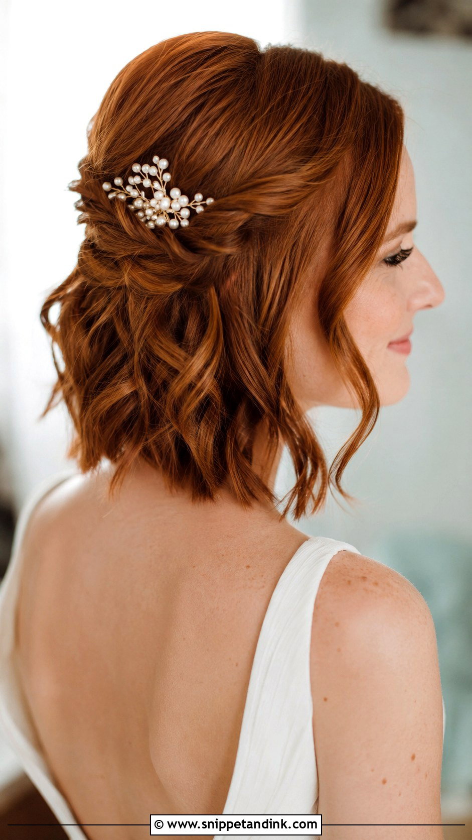 Half Updo Bridal Hair For Short Hair - Snippet and Ink - 20 Half Updo Bridal Hair Ideas