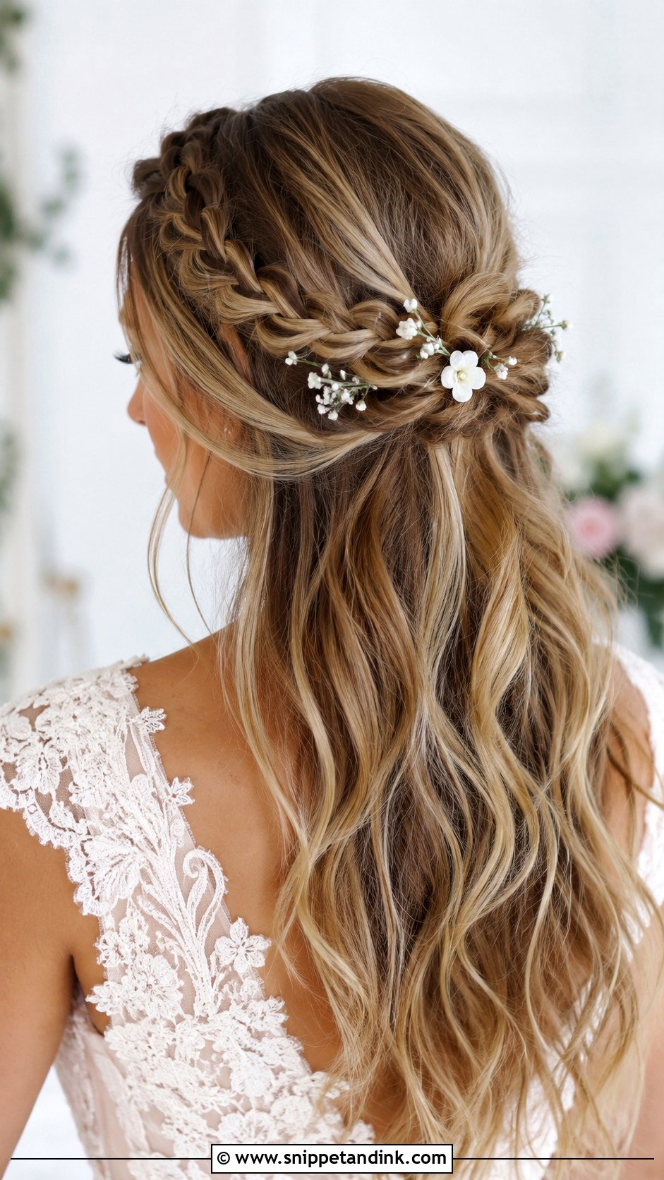 Half Updo Bridal Hair With Boho Braid - Snippet and Ink - 20 Half Updo Bridal Hair Ideas