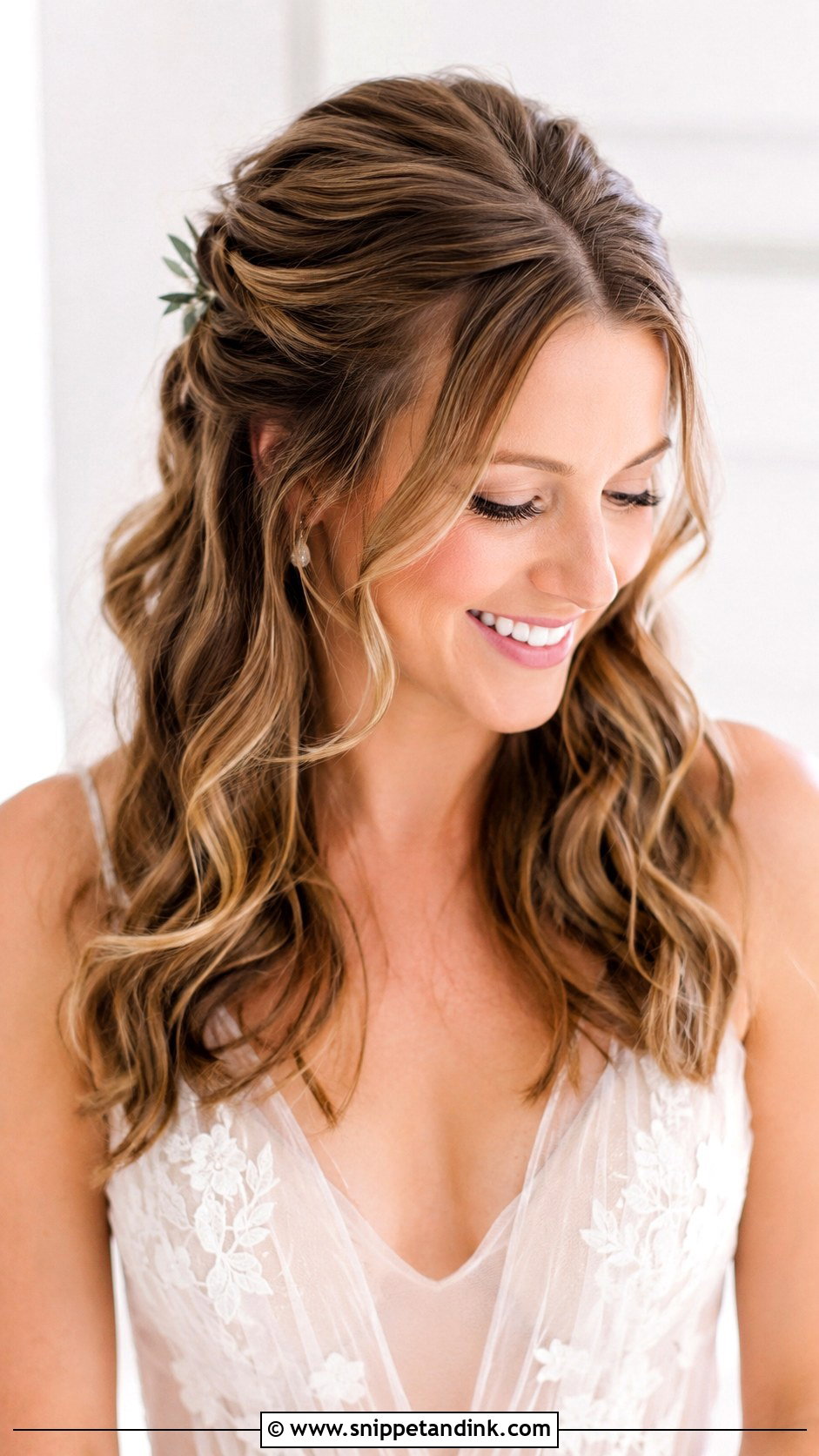 Half Updo Bridal Hair With Soft Curls - Snippet and Ink - 20 Half Updo Bridal Hair Ideas