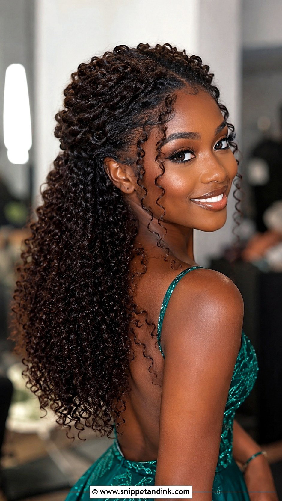 Half Updo Prom Hair For Curly Hair - Snippet and Ink - 15 Half Updo Prom Ideas