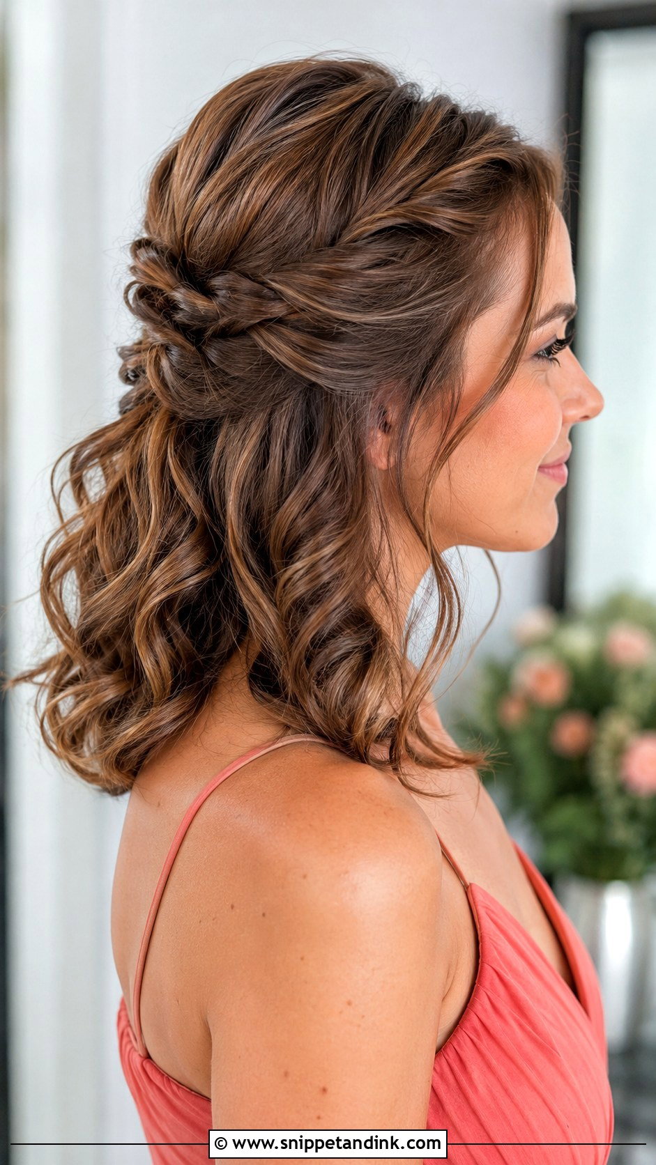 Half Updo Wedding Hair For Medium Hair - Snippet and Ink - 20 Half Updo Wedding Hair Bridesmaid Ideas