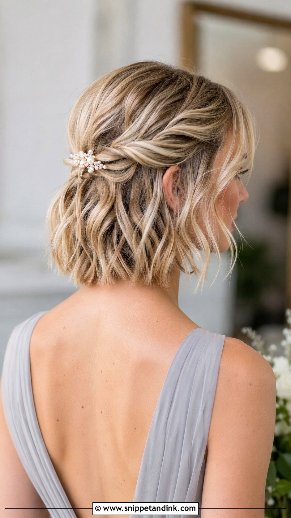 Half Updo Wedding Hair For Short Hair - Snippet and Ink - 20 Half Updo Wedding Hair Bridesmaid Ideas