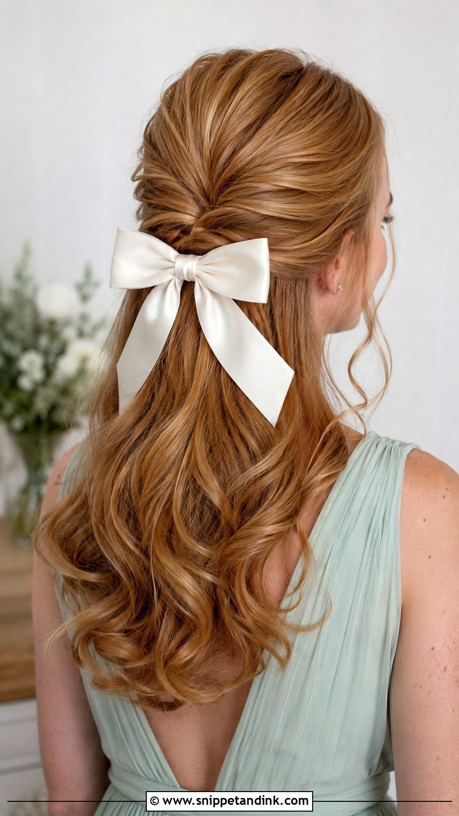 Half Updo Wedding Hair With A Bow - Snippet and Ink - 20 Half Updo Wedding Hair Bridesmaid Ideas