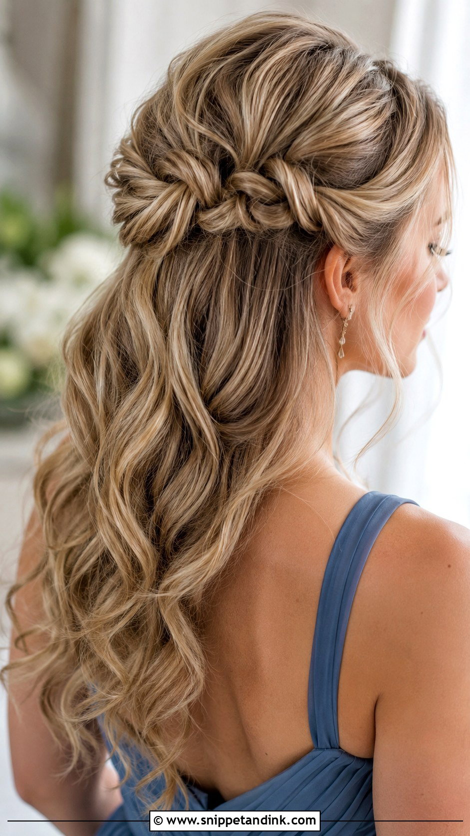 Half Updo Wedding Hair With A Knotted Crown - Snippet and Ink - 20 Half Updo Wedding Hair Bridesmaid Ideas