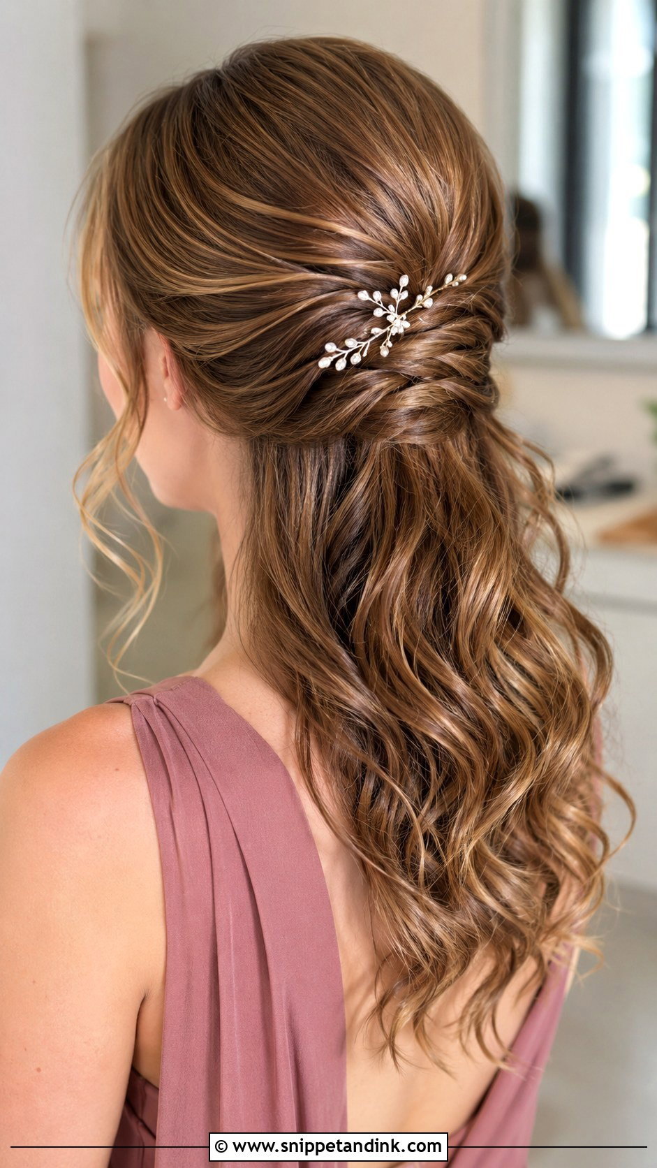 Half Updo Wedding Hair With A Low Twist - Snippet and Ink - 20 Half Updo Wedding Hair Bridesmaid Ideas