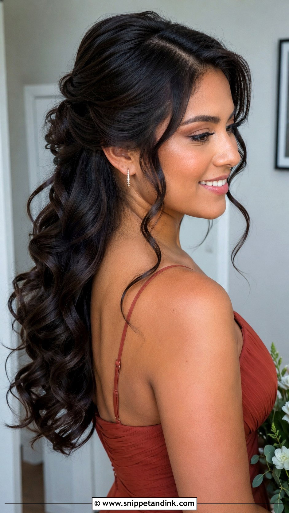 Half Updo Wedding Hair With A Side Part - Snippet and Ink - 20 Half Updo Wedding Hair Bridesmaid Ideas