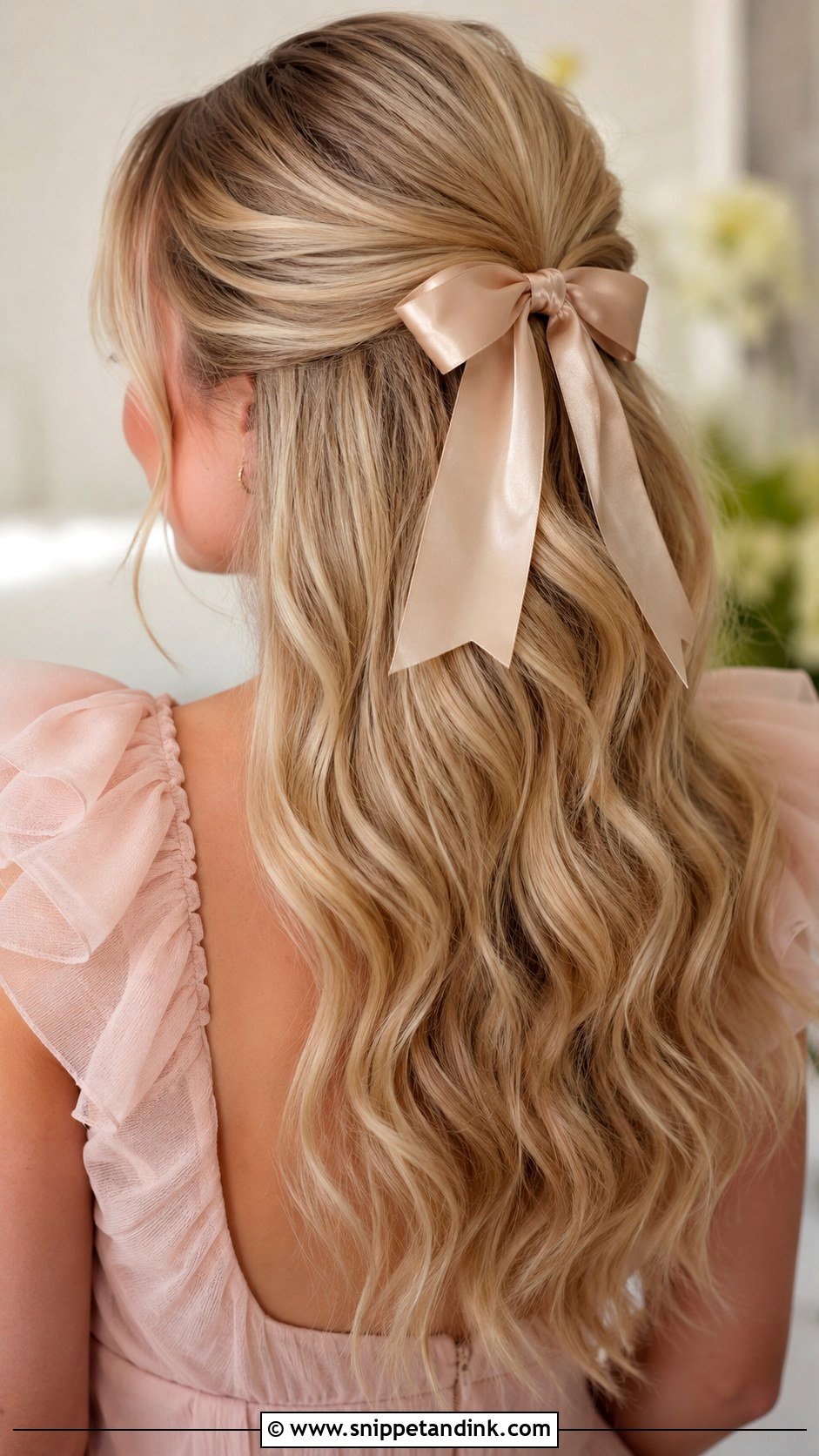 Half Updo With Bow - Snippet and Ink - 15 Wedding Guest Half Updo Ideas