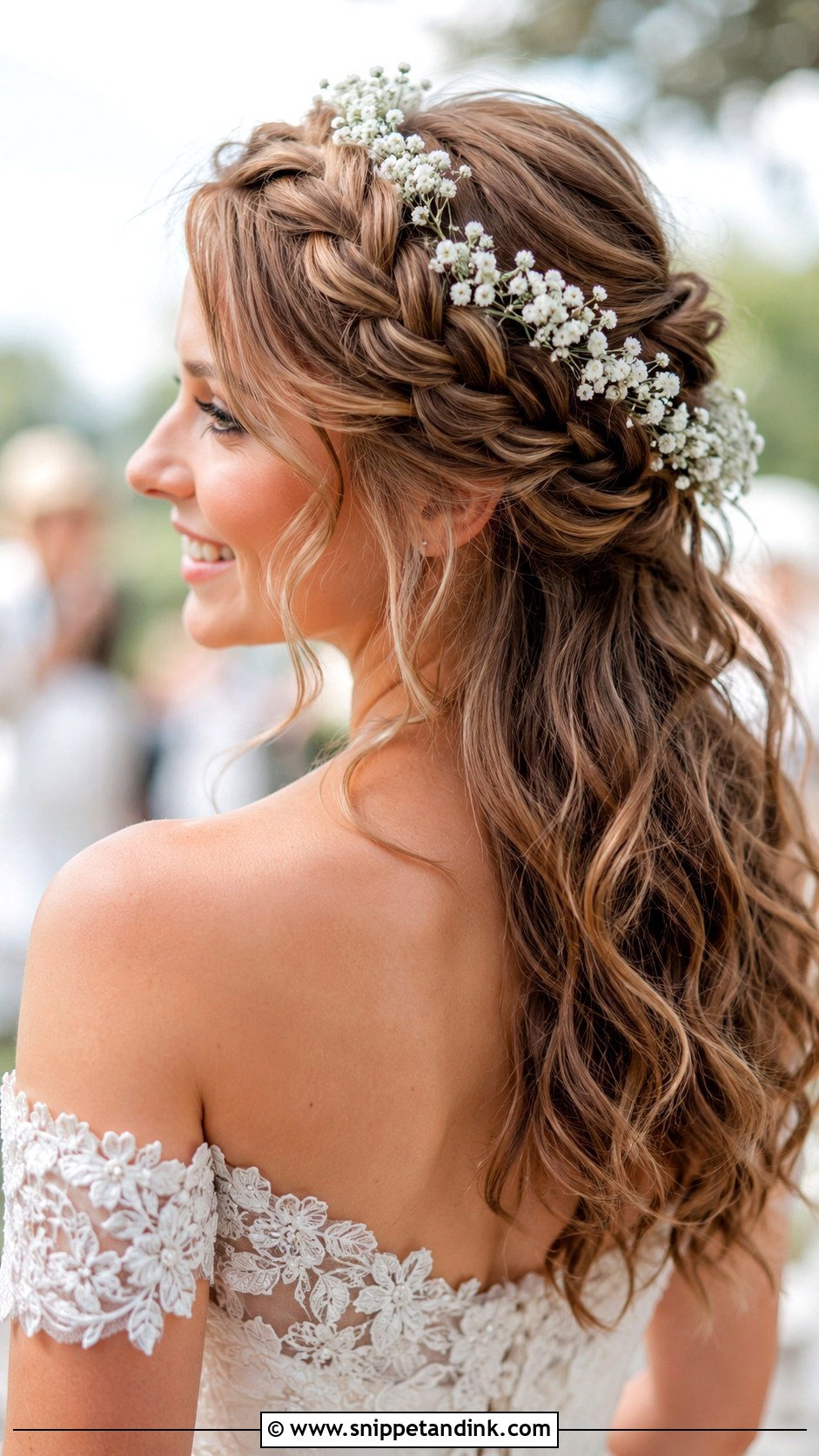 Half Updo With Braided Crown - Snippet and Ink - 30 Half Updo Wedding Hair Ideas