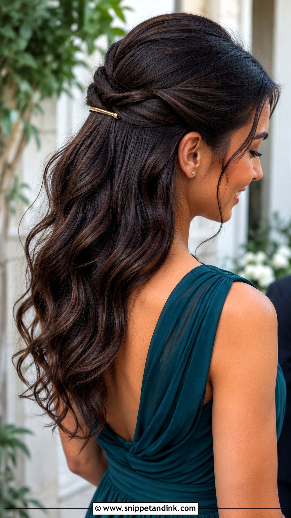 Half Updo With Clip - Snippet and Ink - 15 Wedding Guest Half Updo Ideas