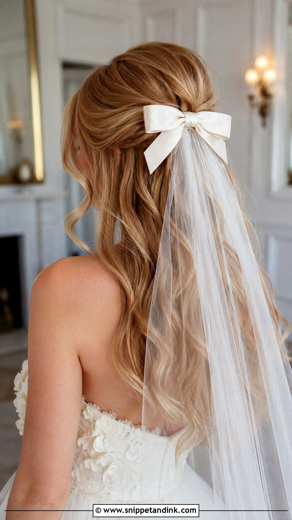 Half Updo With Veil And Bow - Snippet and Ink - 15 Half Updo with Veil Ideas