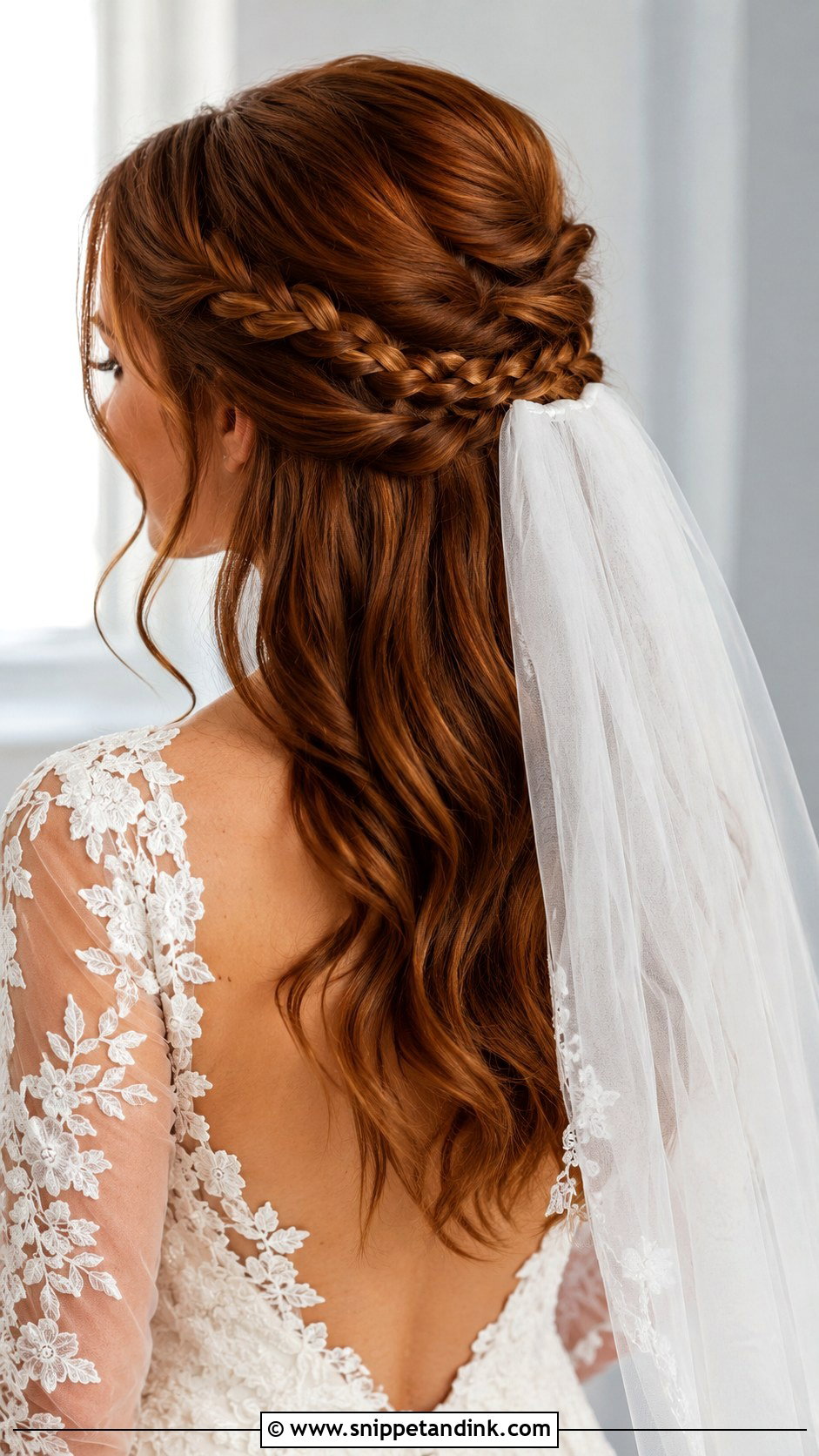 Half Updo With Veil And Braided Crown - Snippet and Ink - 15 Half Updo with Veil Ideas