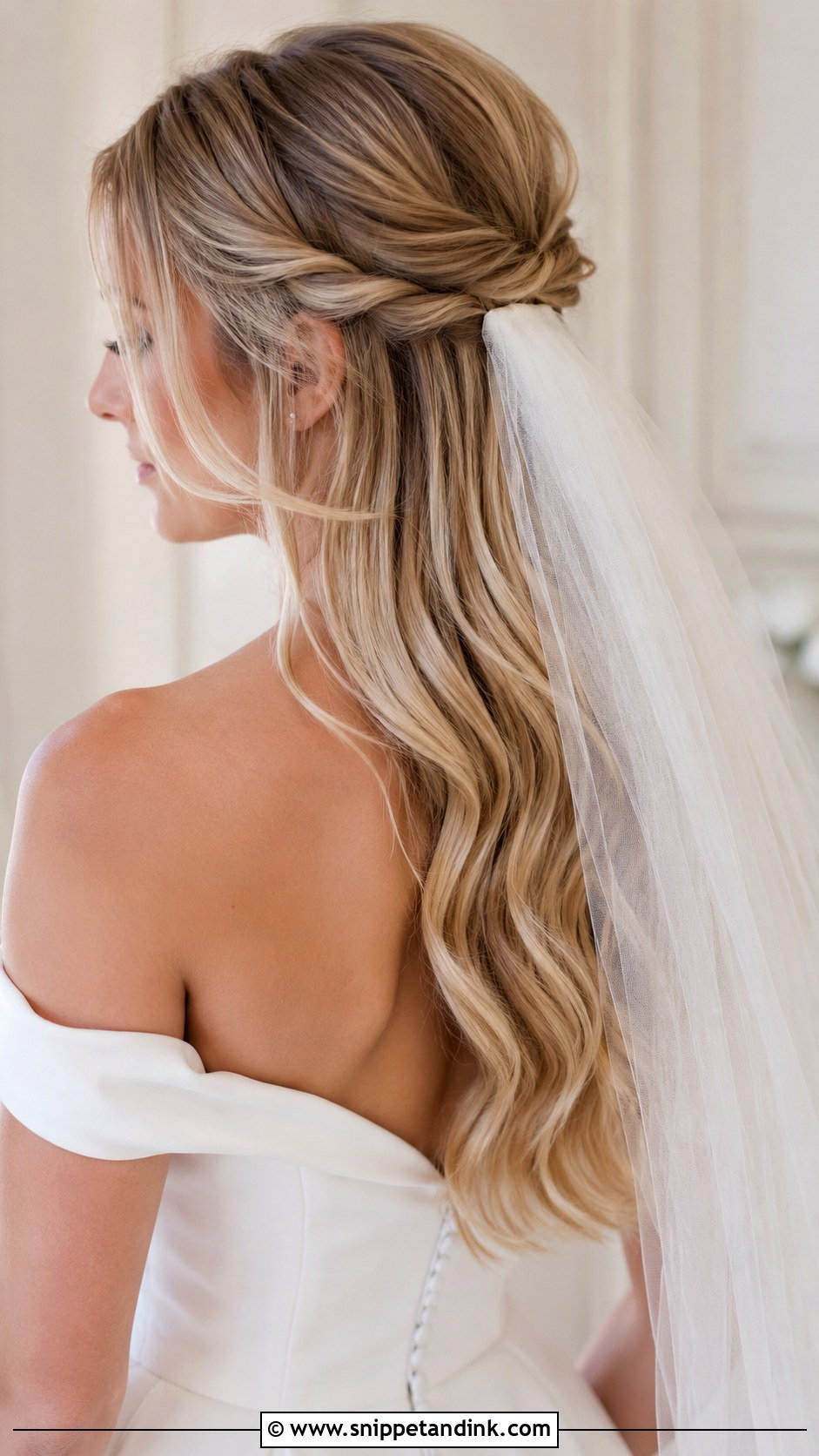 Half Updo With Veil And Twisted Back - Snippet and Ink - 15 Half Updo with Veil Ideas