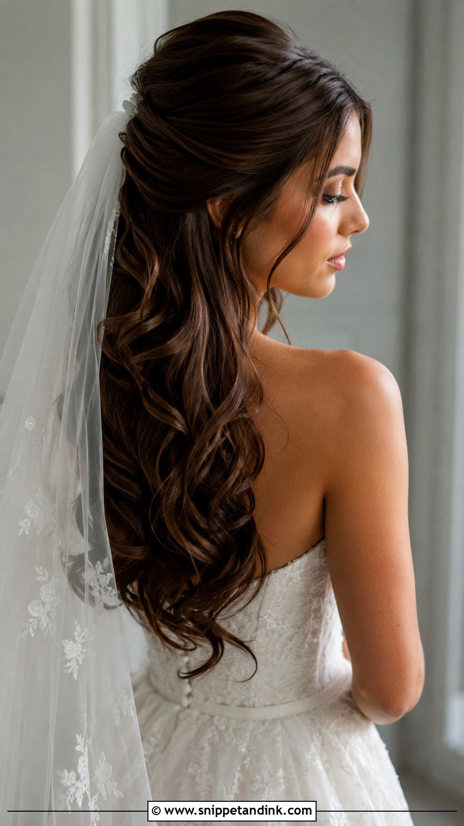 Half Updo With Veil For Long Hair - Snippet and Ink - 15 Half Updo with Veil Ideas