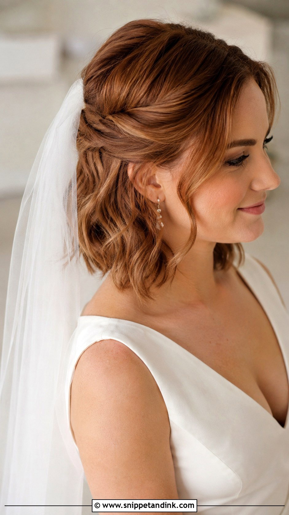 Half Updo With Veil For Short Hair - Snippet and Ink - 15 Half Updo with Veil Ideas
