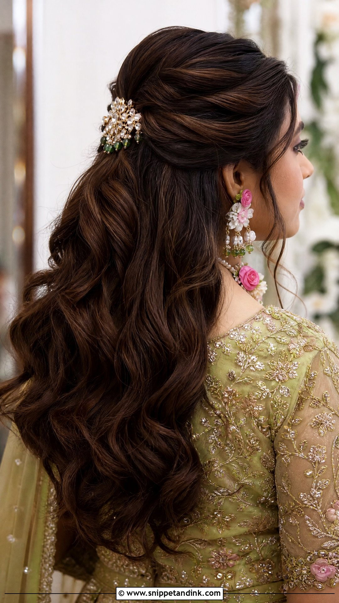 Half Updo for Indian Bride - Snippet and Ink - 20 Indian Hairstyles for Bridal