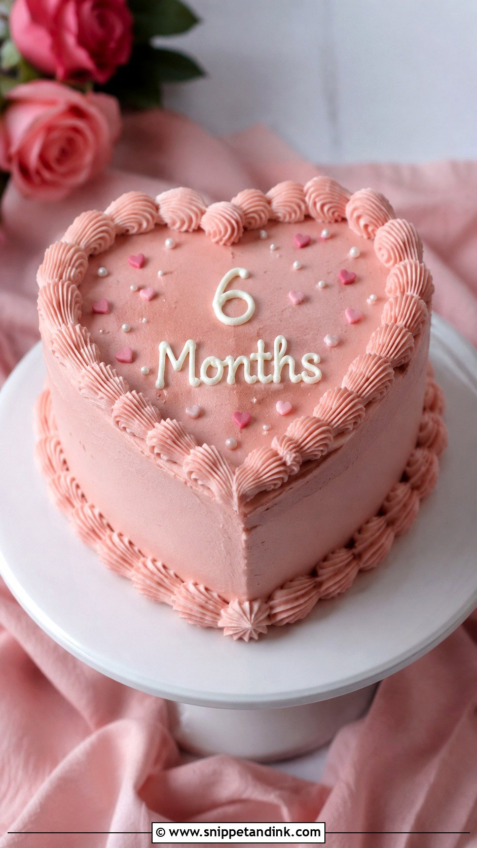 Half Year Anniversary Heart Cake - Snippet and Ink - 20 Half Year Anniversary Cake Ideas