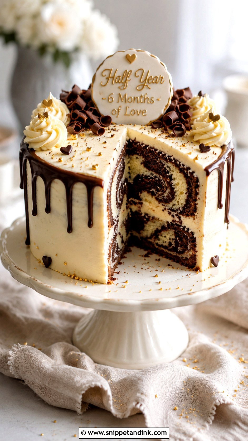Half Year Anniversary Marble Cake - Snippet and Ink - 20 Half Year Anniversary Cake Ideas