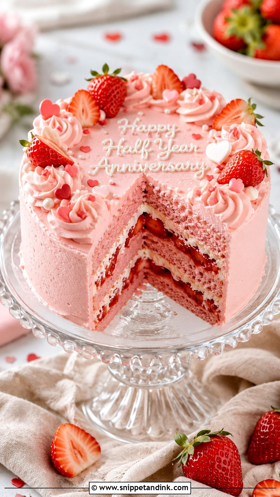 Half Year Anniversary Strawberry Cake - Snippet and Ink - 20 Half Year Anniversary Cake Ideas