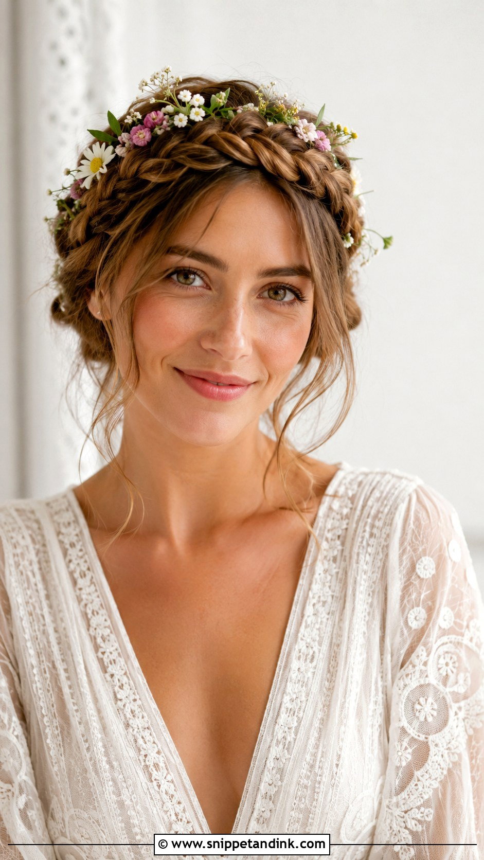 Halo Braid Bohemian Bridal Style - Snippet and Ink - 20 Hair Styling for Wedding Ideas