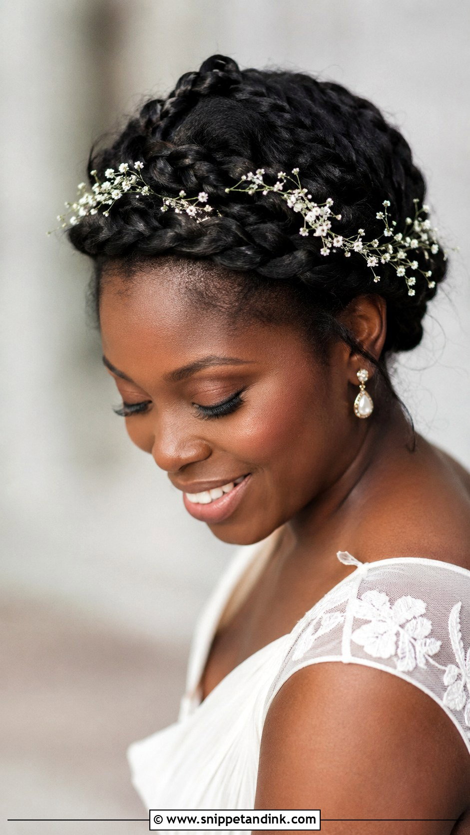 Halo Braid Bridal Crown - Snippet and Ink - 25 Bridal Hair Styles for Black Women
