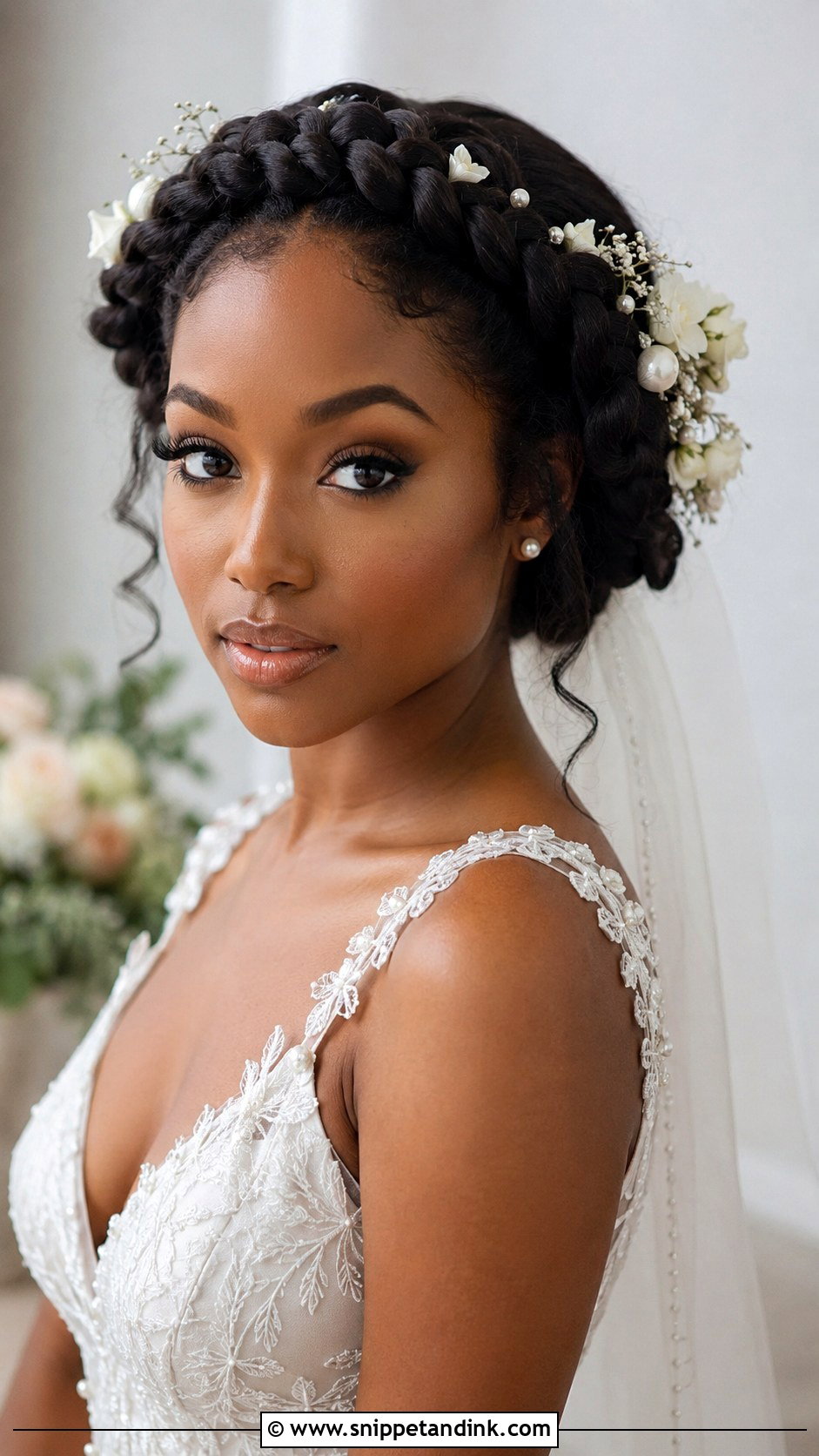 Halo Braid Bridal Style - Snippet and Ink - 25 Black Hair Wedding Styles
