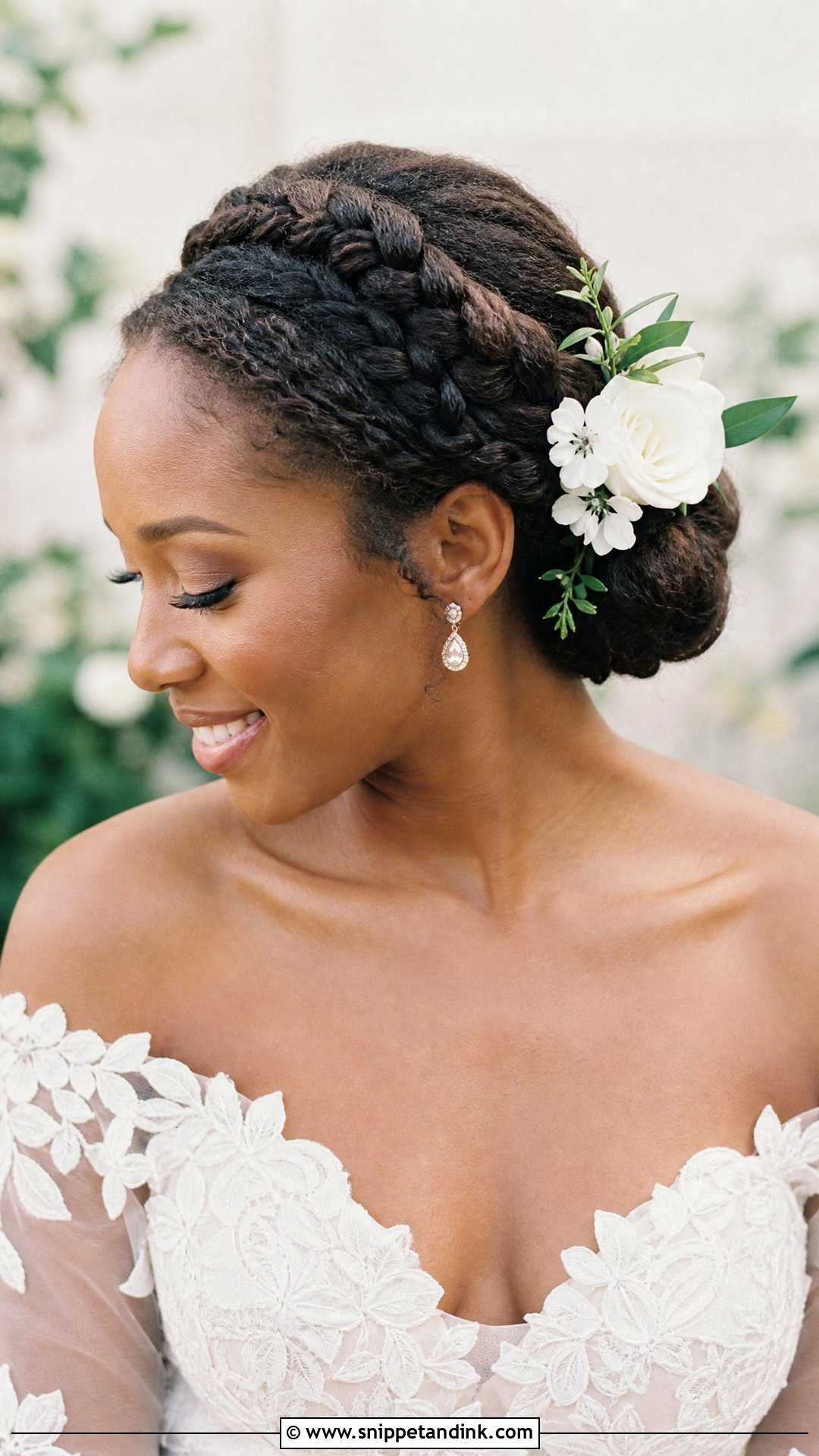 Halo Braid Bun for Natural Hair - Snippet and Ink - 20 Wedding Bun Hairstyles for Black Women