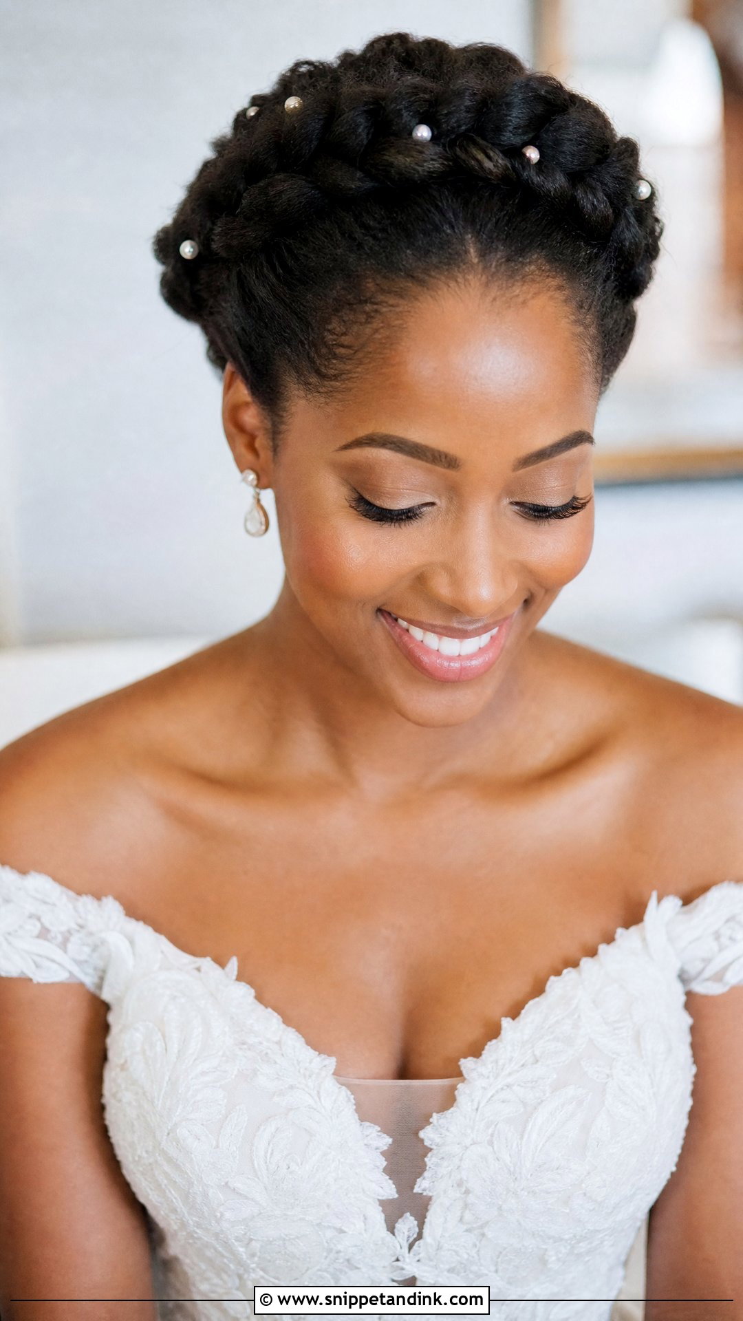 Halo Braid Crown For Natural Hair - Snippet and Ink - 30 Natural Hair Bride Ideas