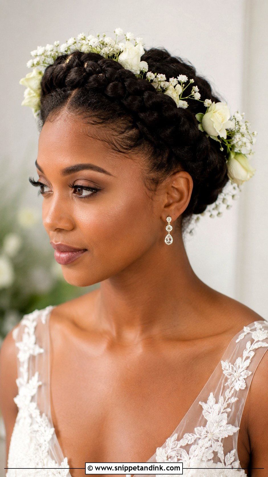 Halo Braid Crown for Brides - Snippet and Ink - 20 Bride Hairstyles for Black Women