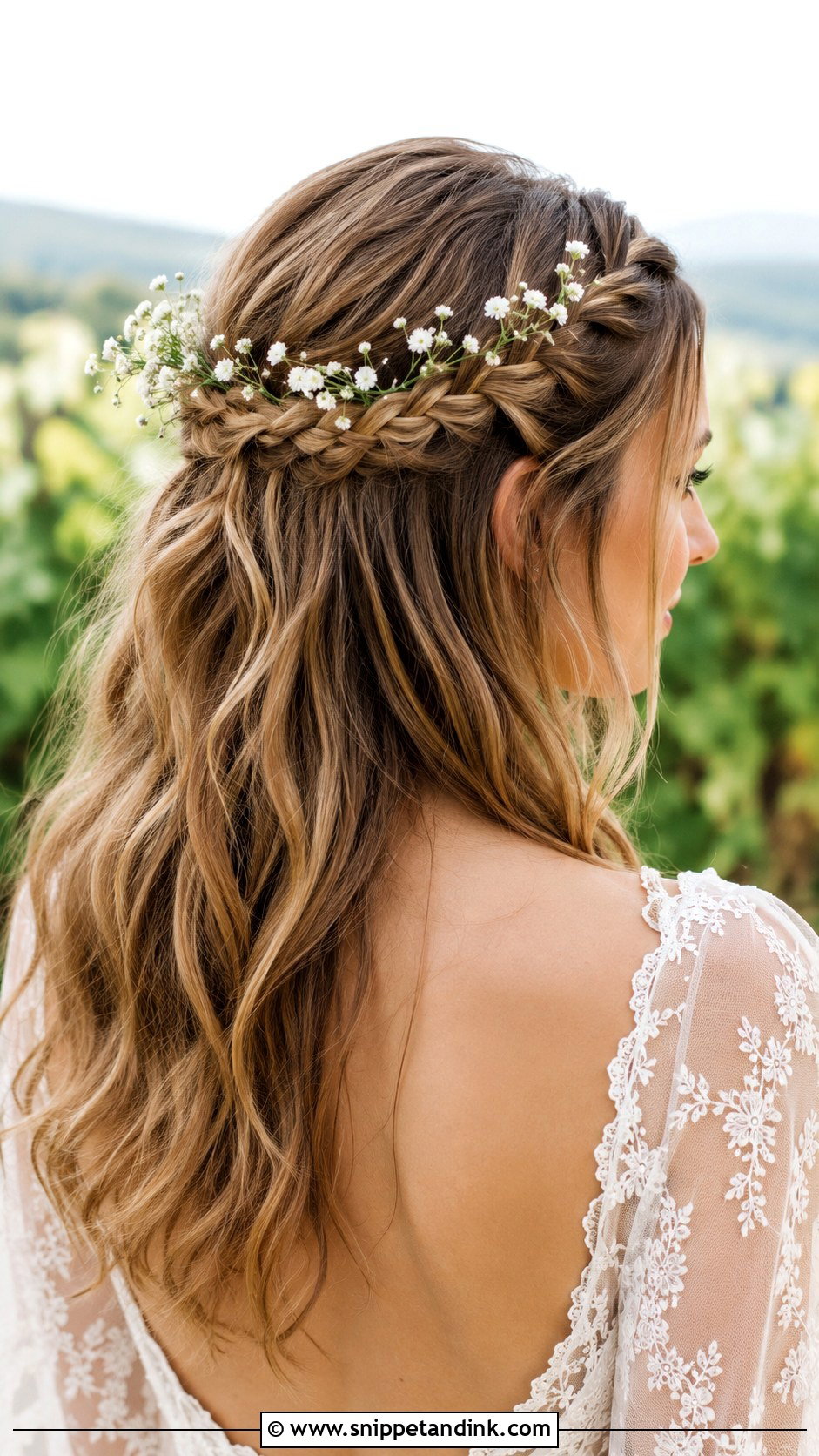 Halo Braid Half Up Bridal Look - Snippet and Ink - 25 Half-Up Half-Down Wedding Hair Braid Ideas