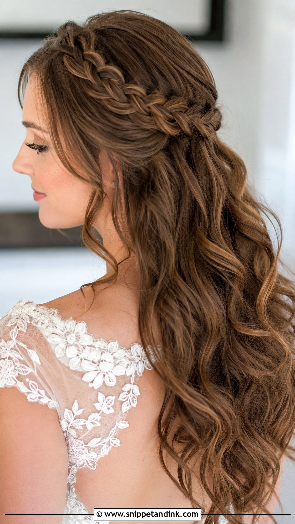 Halo Braid Half Up Half Down - Snippet and Ink - 20 Bride Half-Up Half-Down Ideas