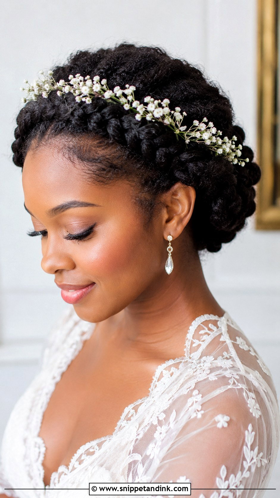Halo Braid Updo - Snippet and Ink - 25 Natural Hair Updo Wedding Ideas