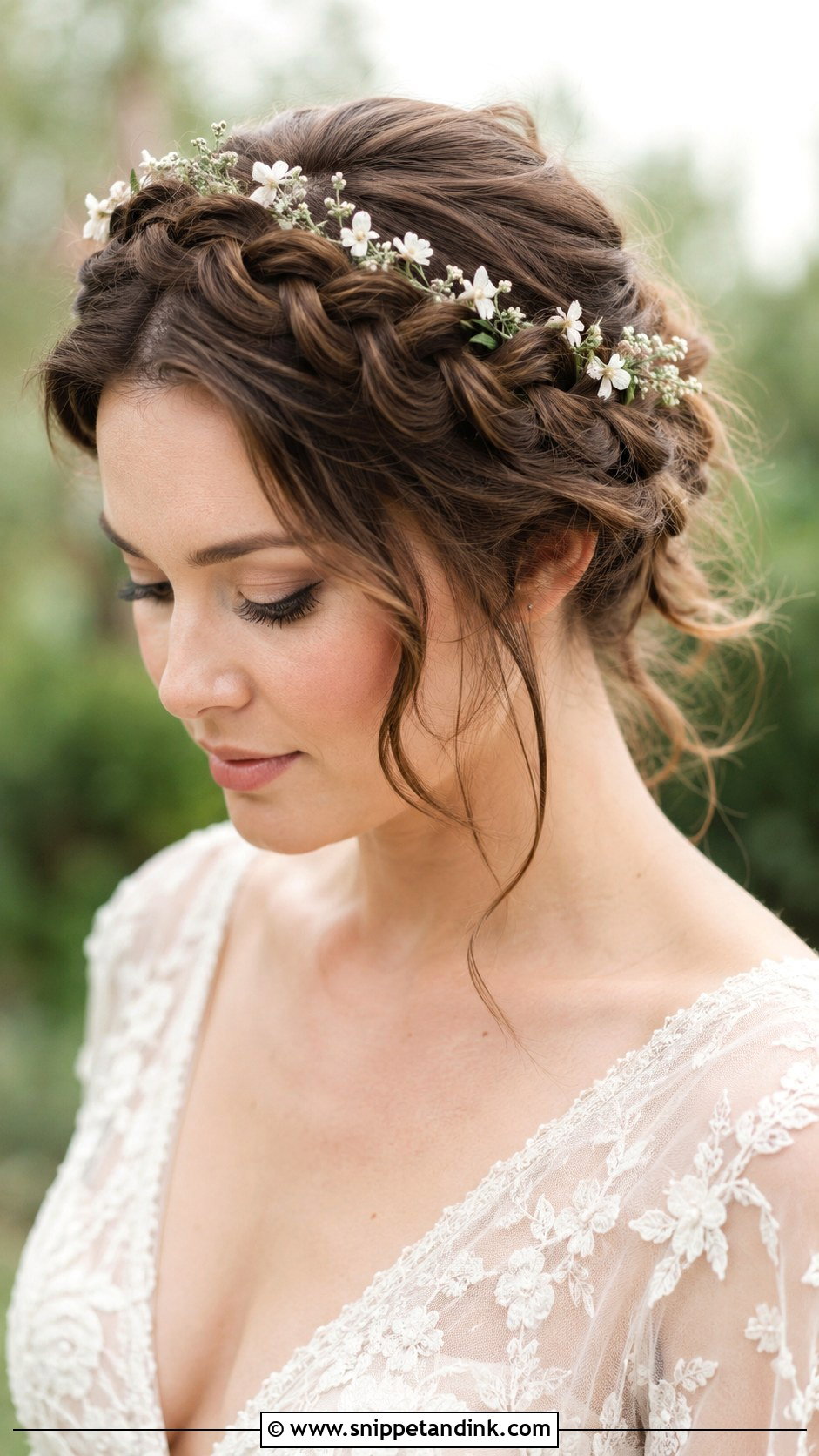 Halo Braid Updo for Short Hair - Snippet and Ink - 20 Short Hair Updo for Wedding Ideas
