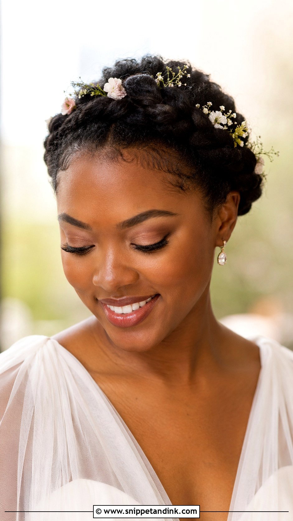 Halo Braid Wedding Crown - Snippet and Ink - 30 Natural Hair Wedding Ideas