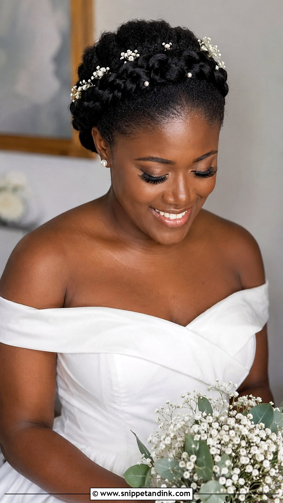 Halo Braid Wedding Updo - Snippet and Ink - 20 Natural Hair Wedding Hairstyles