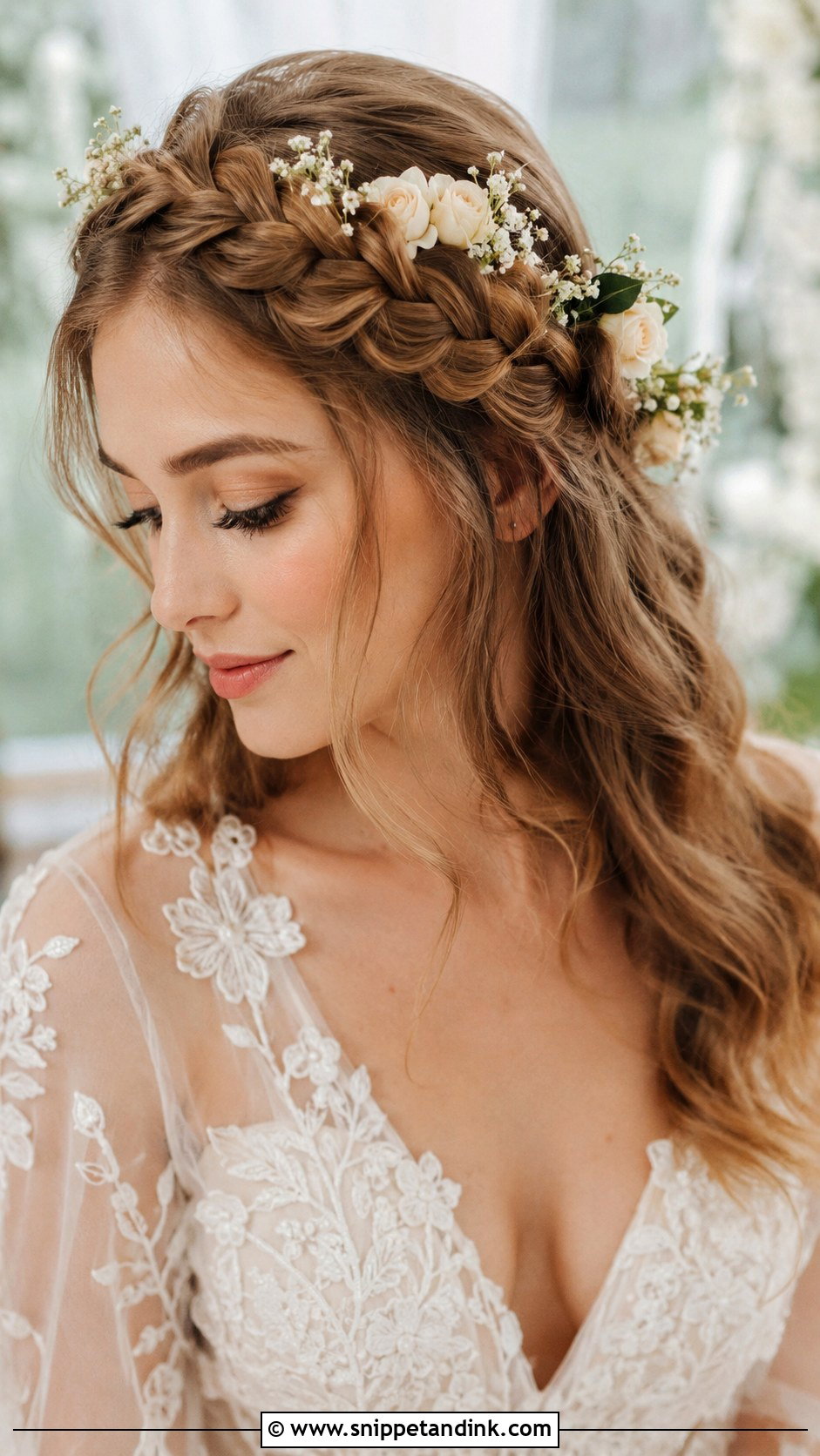 Halo Braid With Flowers - Snippet and Ink - 25 Bridal Hairstyles with Braids
