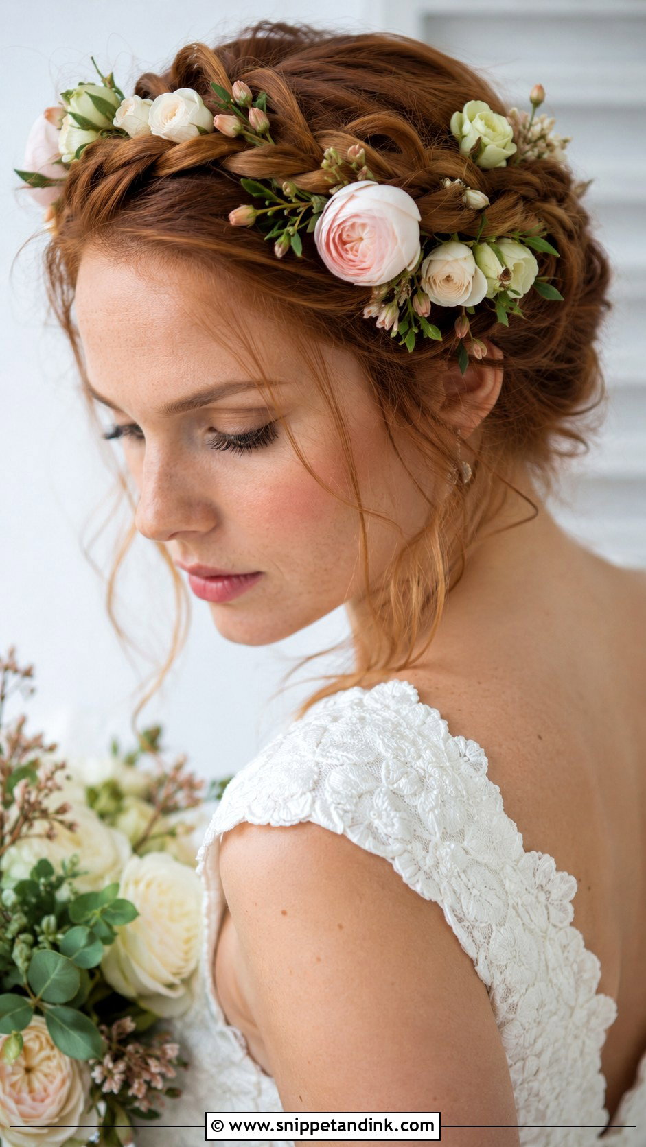 Halo Braid With Fresh Flowers - Snippet and Ink - 25 Bridal Braided Hairstyles