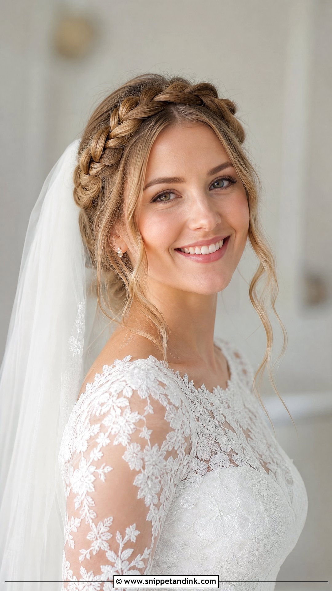 Halo Braid With Veil - Snippet and Ink - 20 Bridal Braid Hairstyles