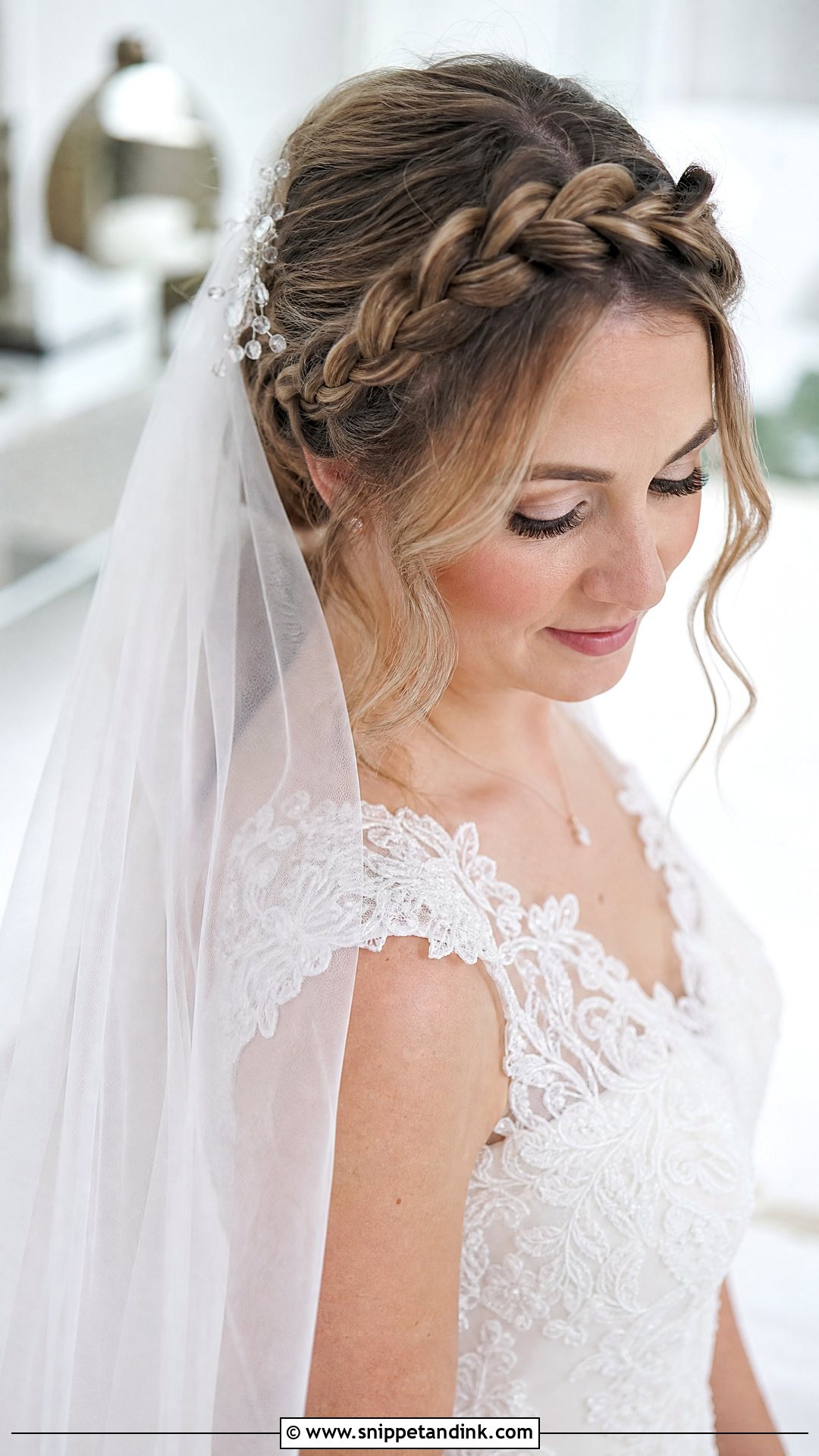 Halo Braid With Veil - Snippet and Ink - 20 Brides with Braids